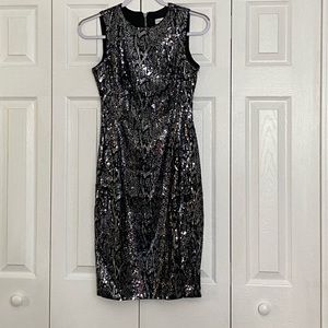 Calvin Klein Sequin Snakeskin Dress, Size 2